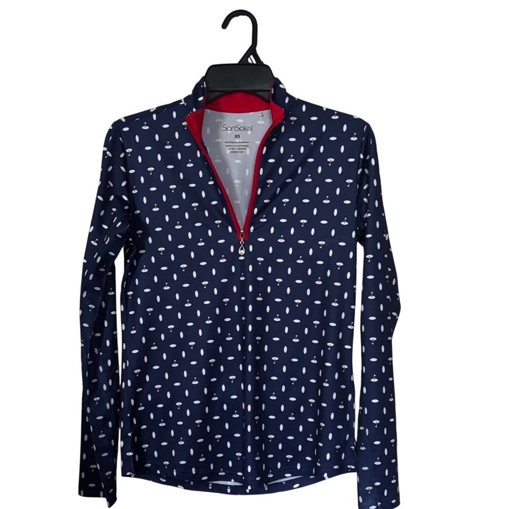 SanSoleil Women's Solocool Golf Mock Neck Top XS Zipper‎ Front Athletic